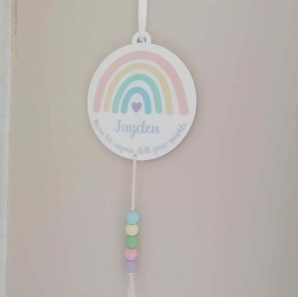 Acrylic Rainbow Hanging Decoration, Personalised